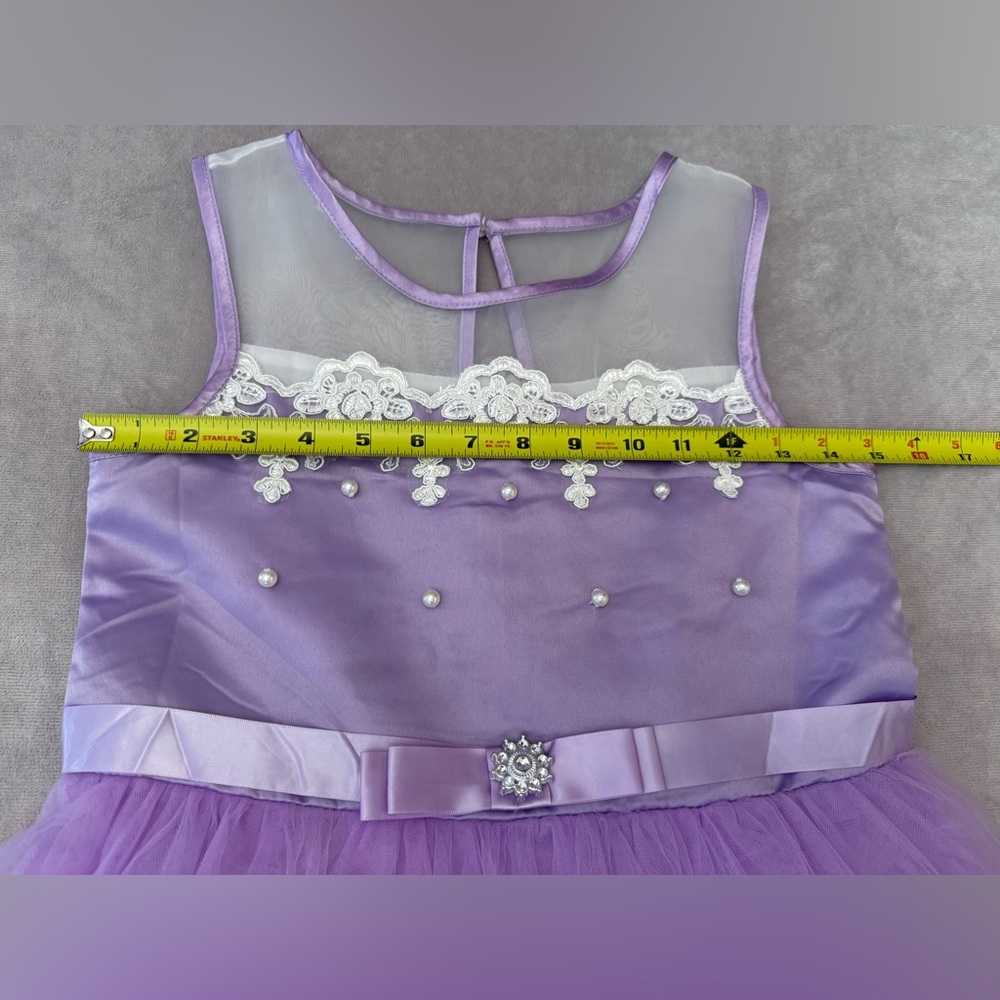 Girls Size 12 Purple Tulle Lace Dress Graduation Party Flower Wedding Sleeveless - Picture 3 of 13